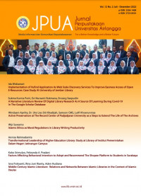 Image of JPUA (Jurnal Perpustakaan Universitas Airlangga) : Media Informasi dan Komunikasi Kepustakawanan Vol.9 N0.2 Juli-Desember 2019